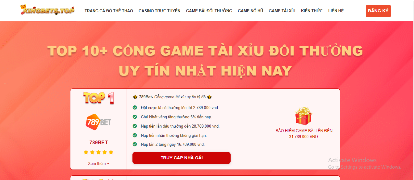 Kingbets.top đề cử danh sách cổng game tài xỉu đổi thưởng uy tín để bạn lựa chọn