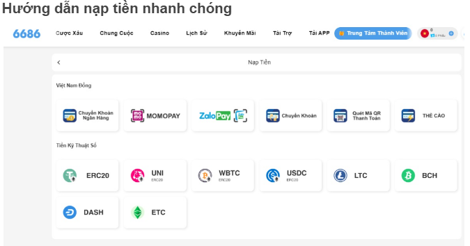 Hướng dẫn nạp tiền nhanh chóng 