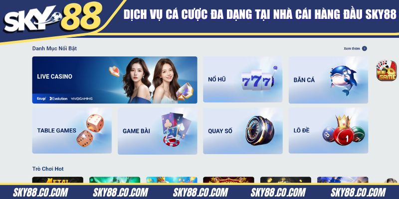 Dịch vụ cá cược đa dạng tại nhà cái hàng đầu Sky88